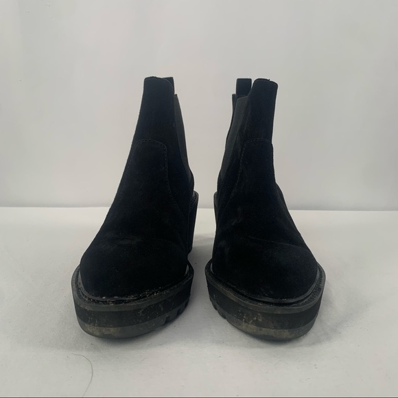 Cecelia New York Gemma Suede Wedge Bootie in Black Size 6 - Picture 4 of 8